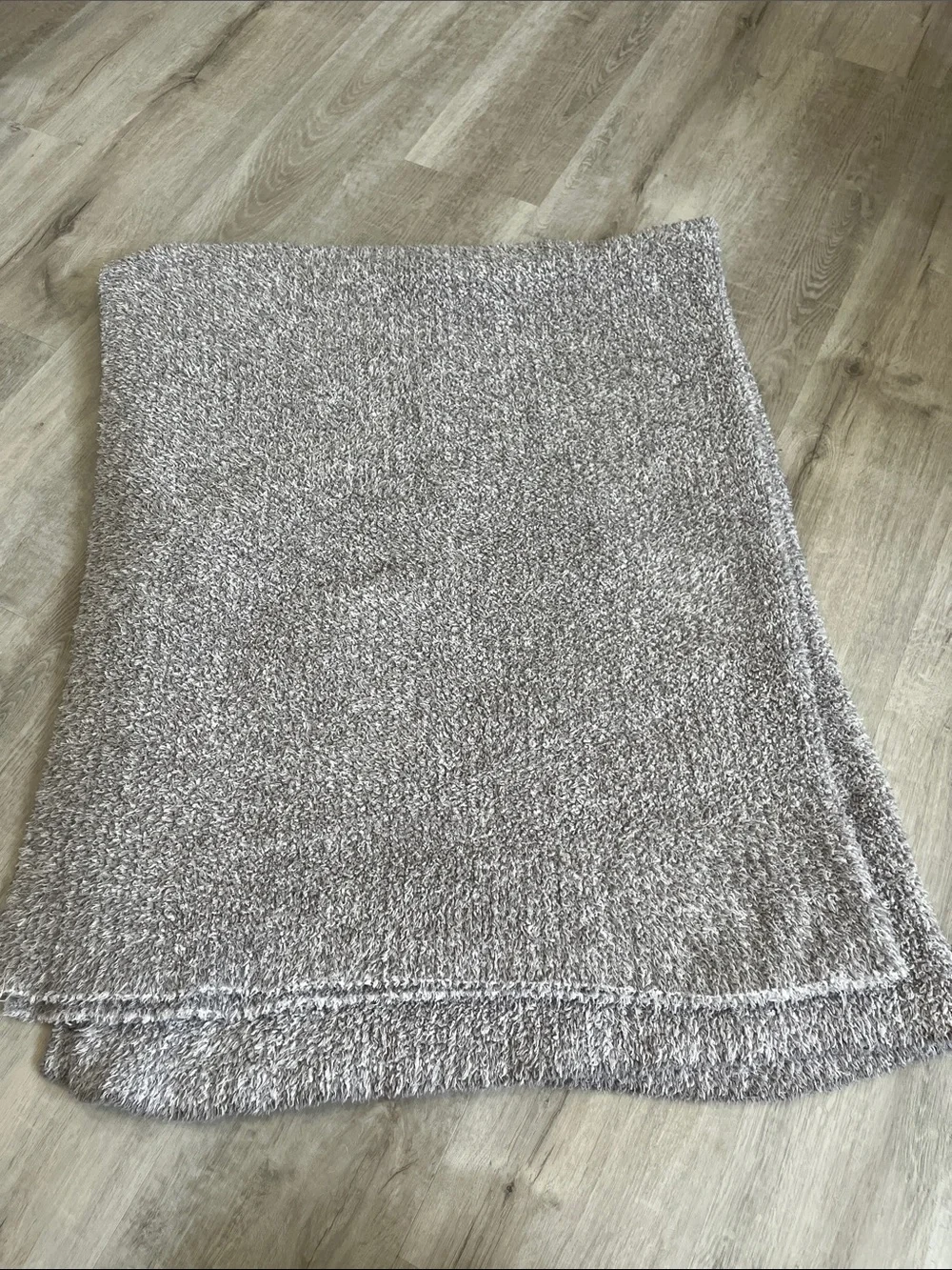 Barefoot Dreams CozyChic Gray White Throw Blanket Style 603 Soft Luxury Knit